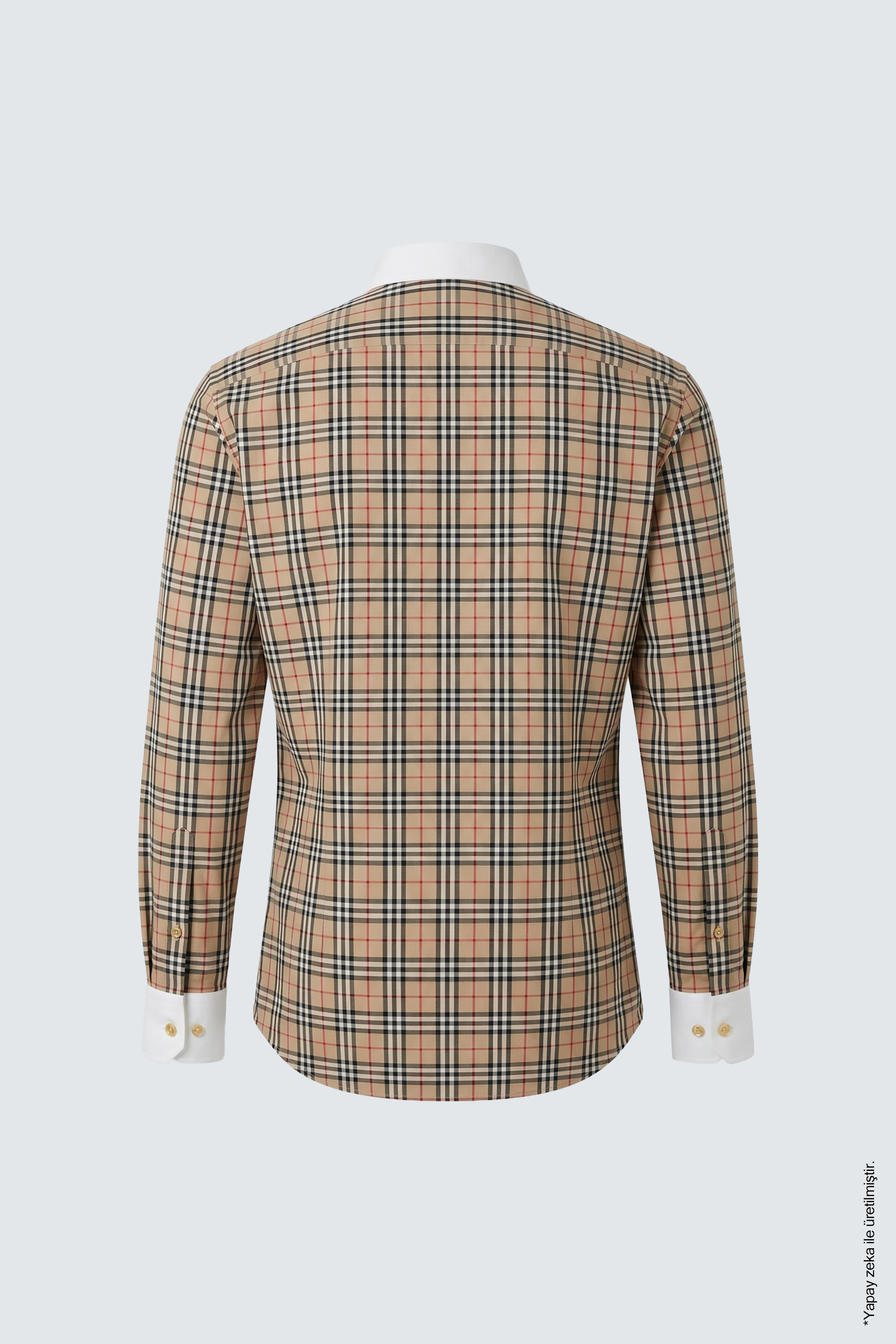 Slim Fit Erkek Gömlek – Ekose Kontrast Yaka Pamuk