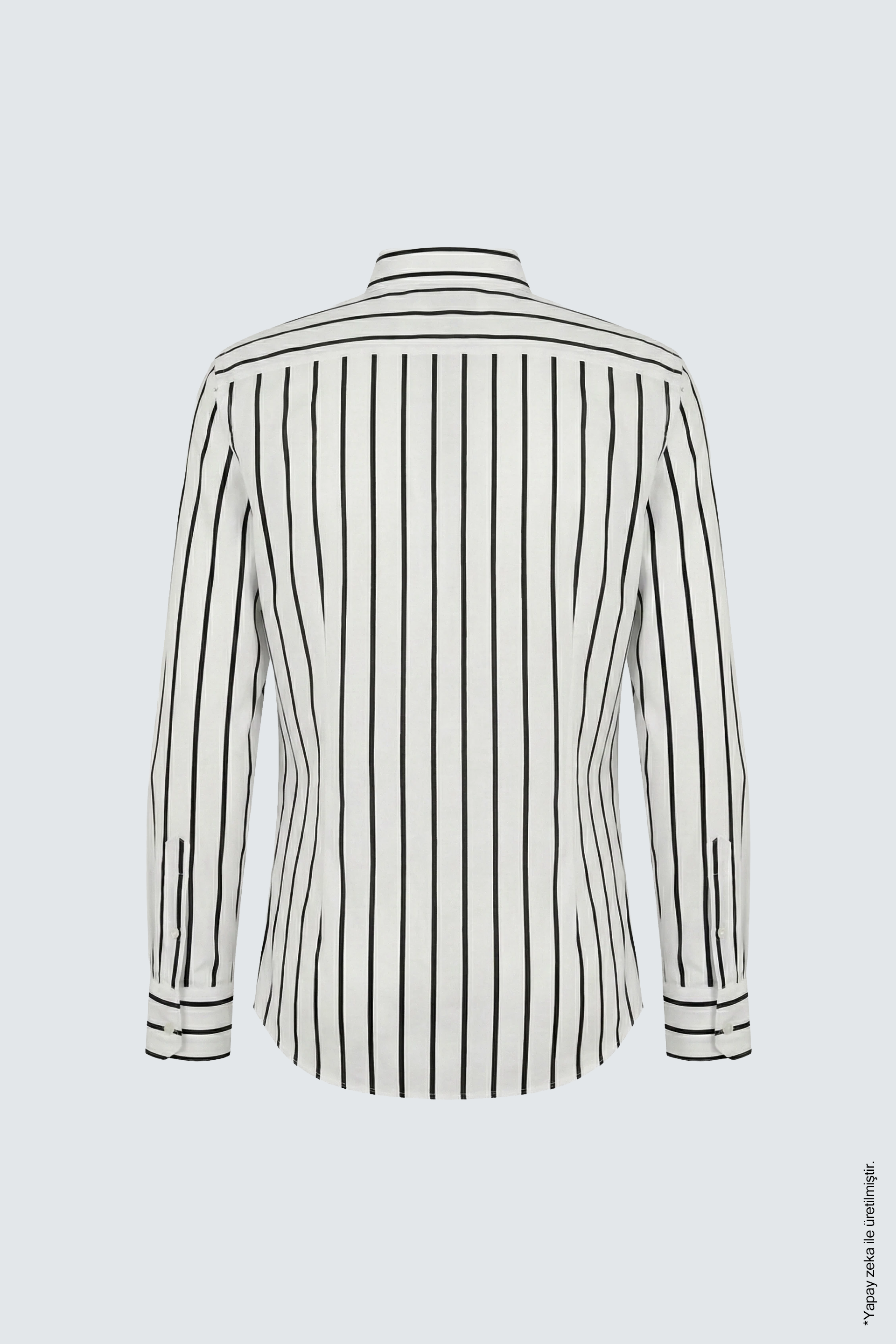 Siyah Çizgili Erkek Gömlek – Slim Fit Pamuk