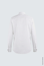 Chemise de marié et de smoking blanche, col cassé, coupe slim, en coton plissé