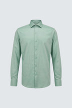 Açık Yeşil Uzun Kol Slim Fit Standart Yaka Pamuklu Kolay Ütülenebilir 4 Mevsim Erkek Gömlek
