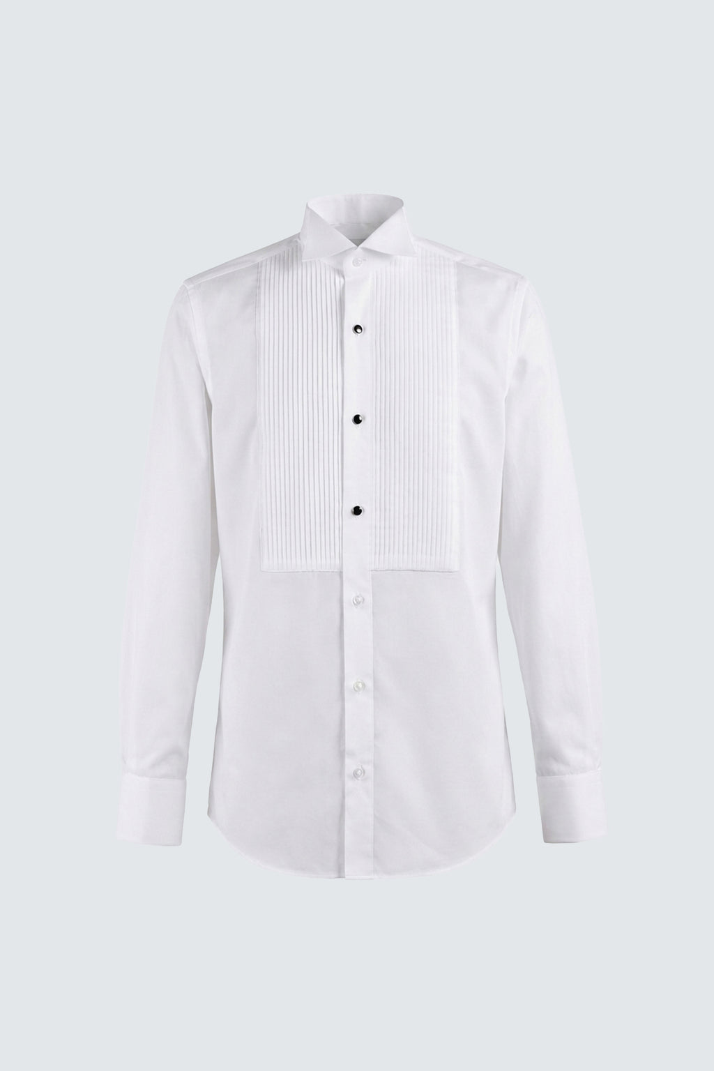 Beyaz Ata Yaka Slim Fit Dar Kesim Pamuk Piliseli Damatlık & Smokin Gömlek