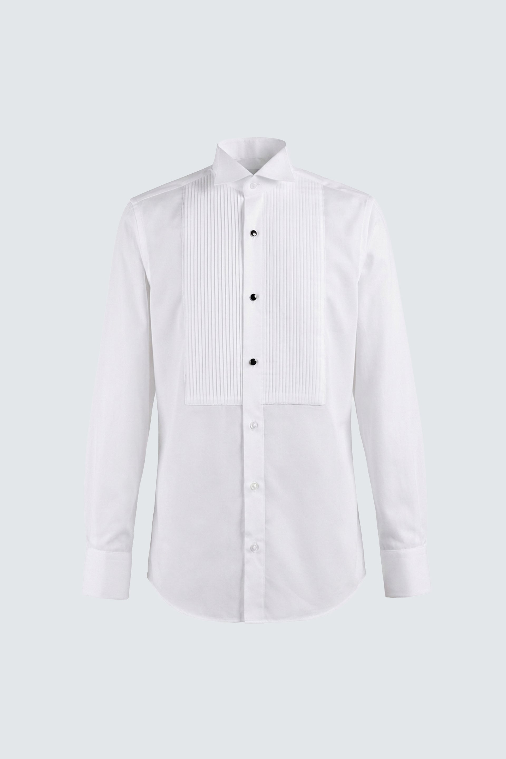 Beyaz Ata Yaka Slim Fit Dar Kesim Pamuk Piliseli Damatlık & Smokin Gömlek