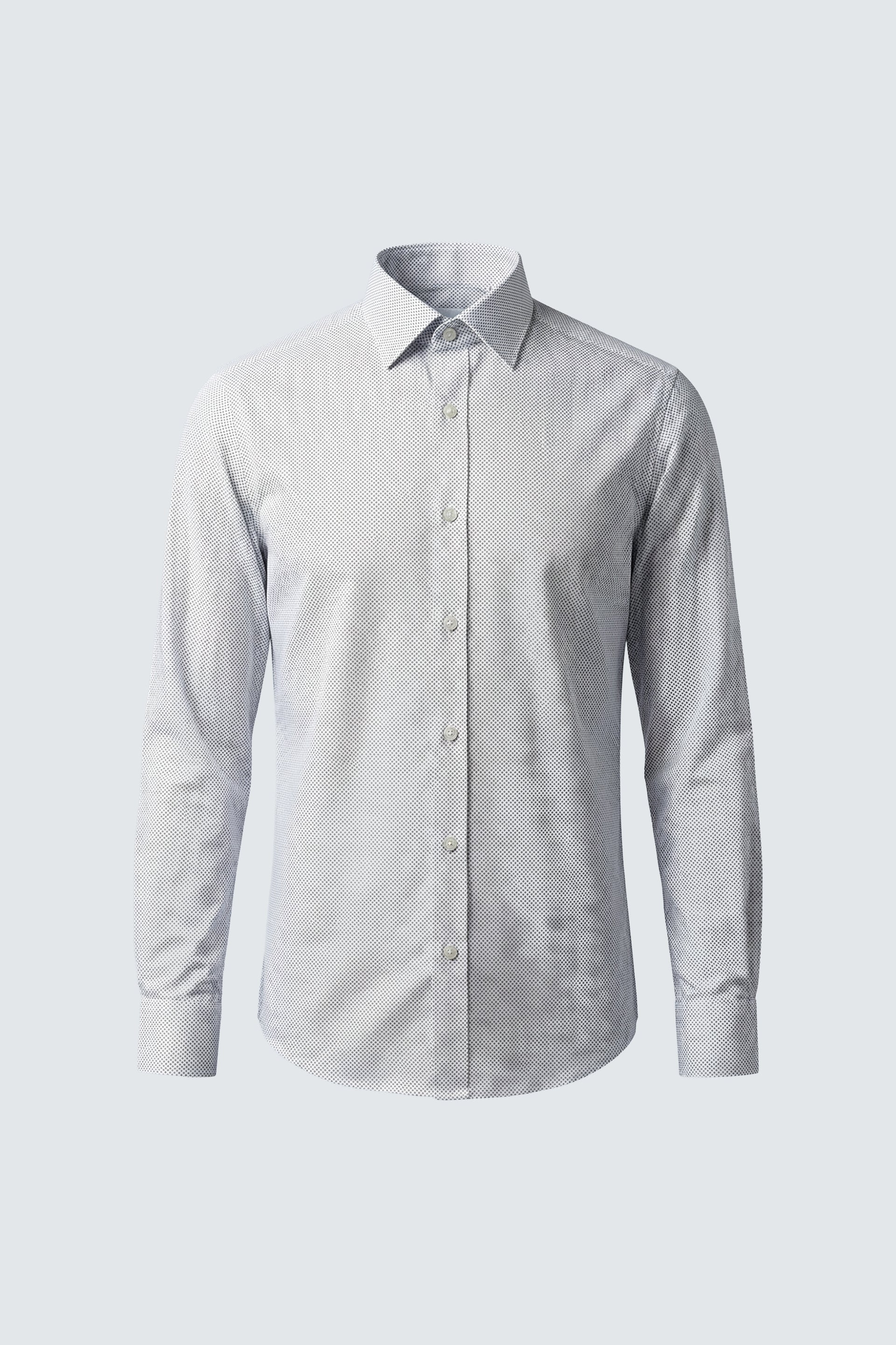 Beyaz Uzun Kol Slim Fit Dar Kesim Baskılı Düğmeli Yakma Pamuklu Erkek Gömlek