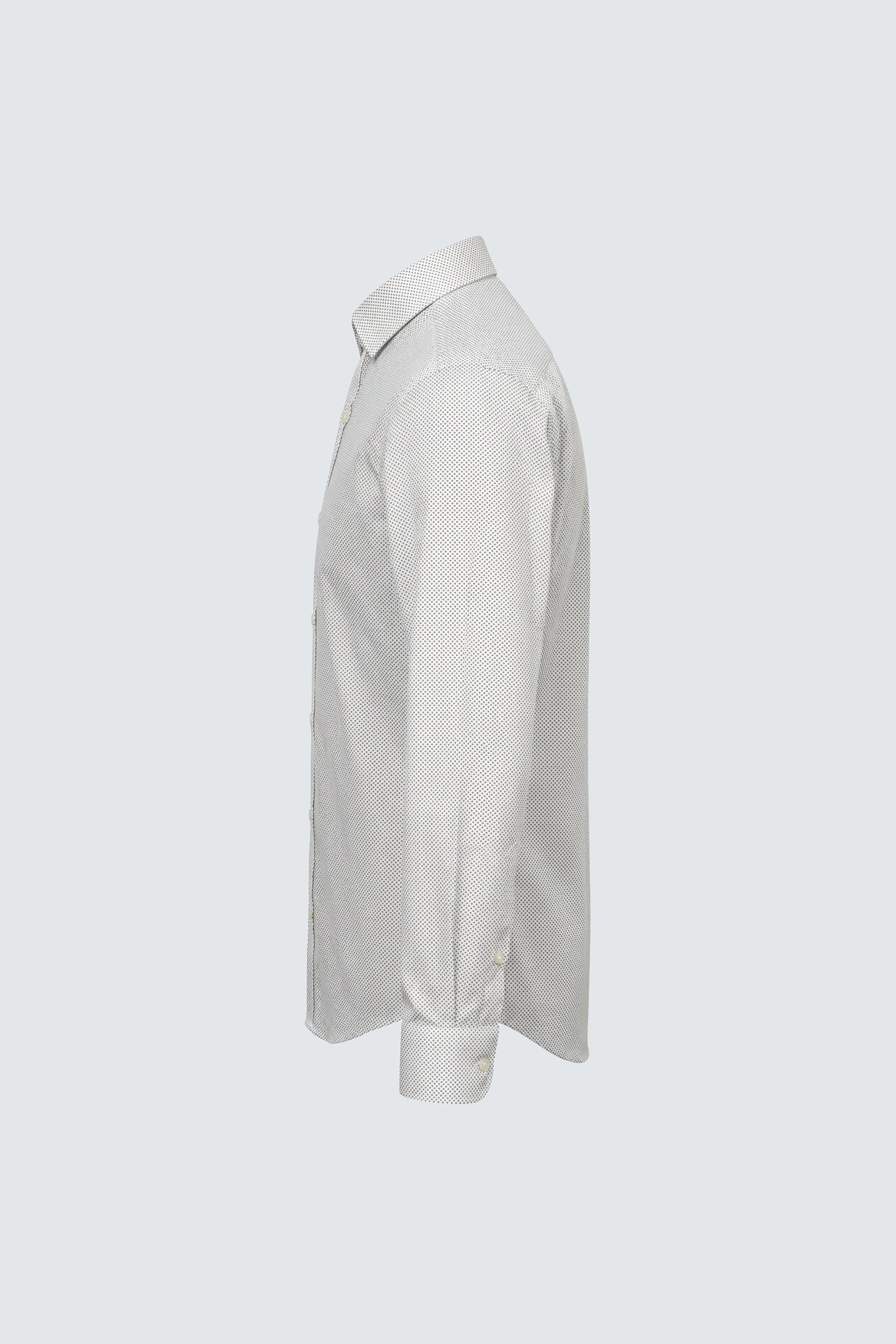 Beyaz Uzun Kol Slim Fit Dar Kesim Baskılı Düğmeli Yakma Pamuklu Erkek Gömlek