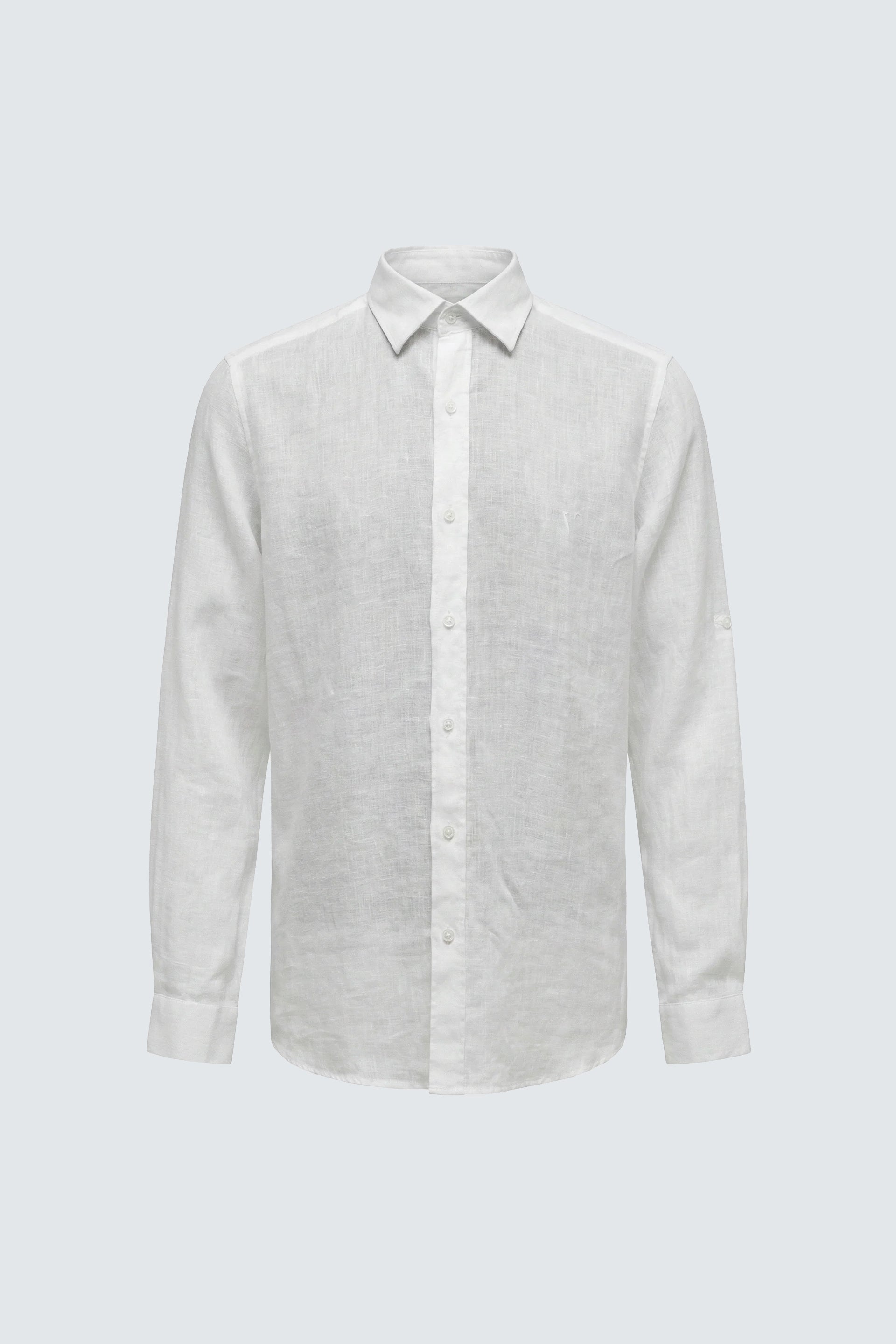 Beyaz Uzun Kol Slim Fit Keten Erkek Gömlek