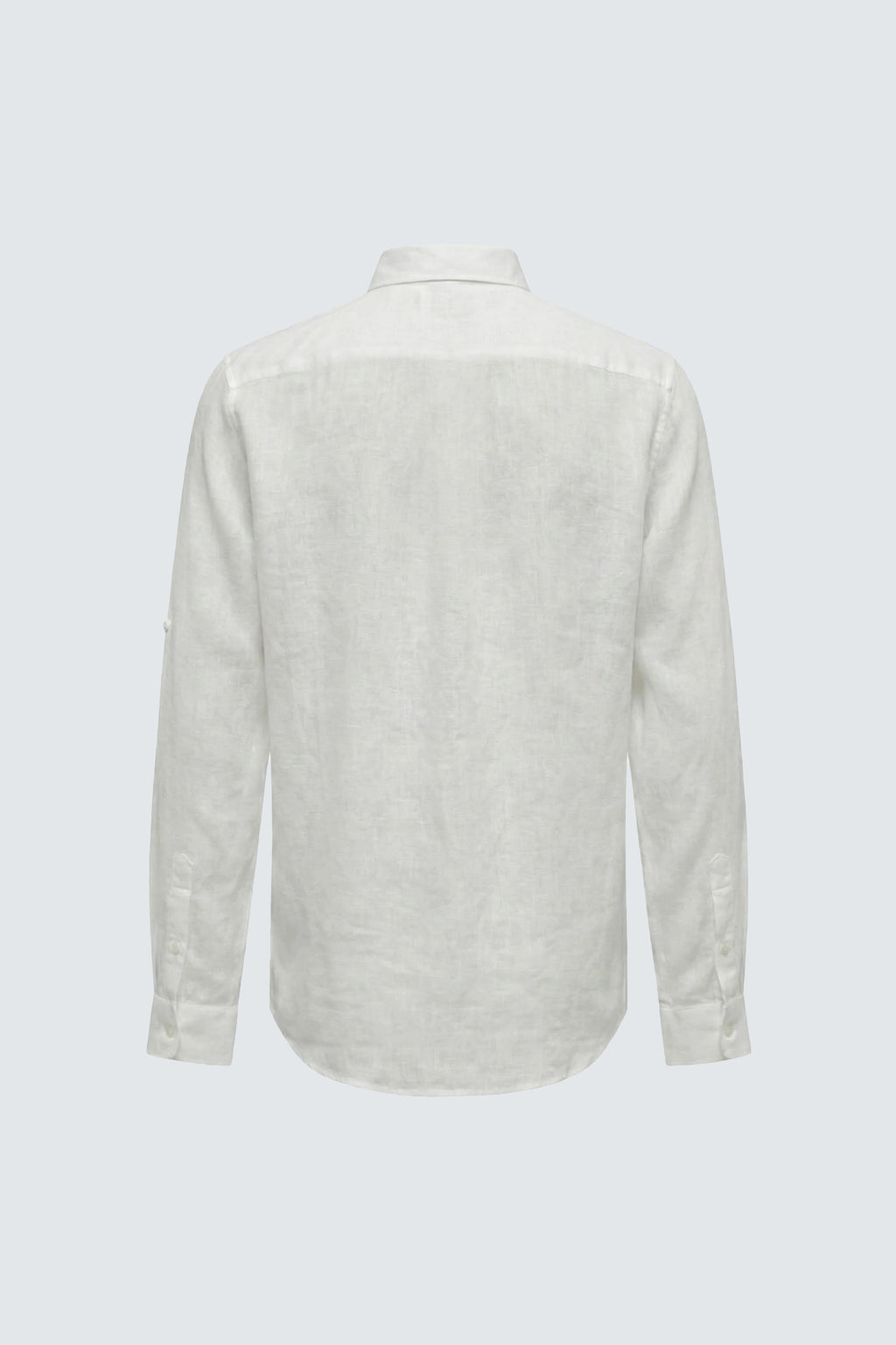 Белая мужская льняная рубашка с длинным рукавом Slim Fit