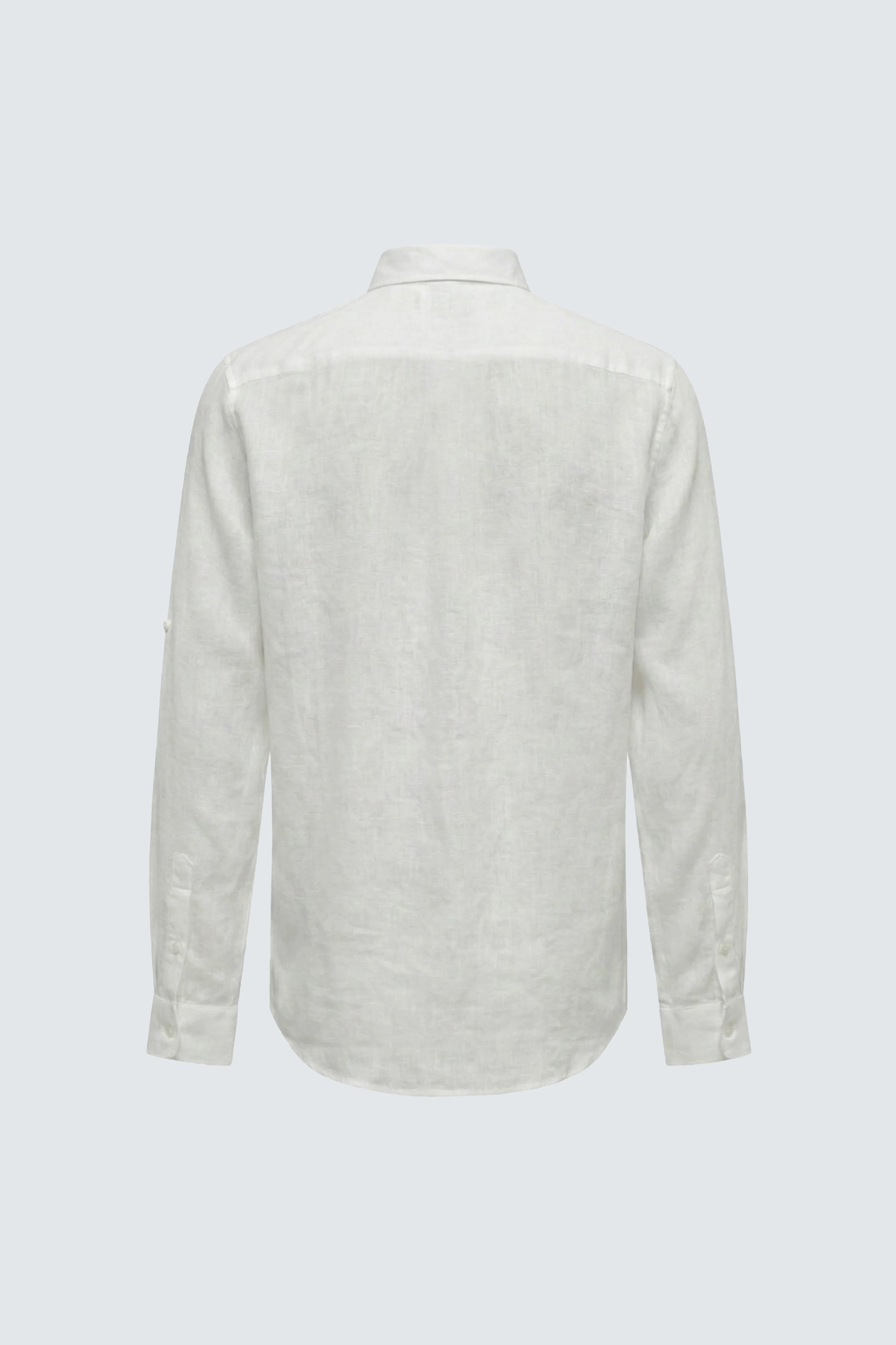 Beyaz Uzun Kol Slim Fit Keten Erkek Gömlek