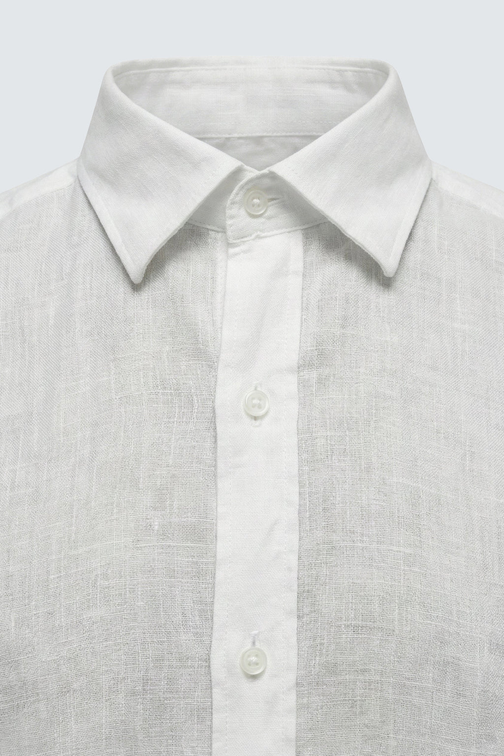 Белая мужская льняная рубашка с длинным рукавом Slim Fit