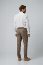 Белая мужская льняная рубашка с длинным рукавом Slim Fit