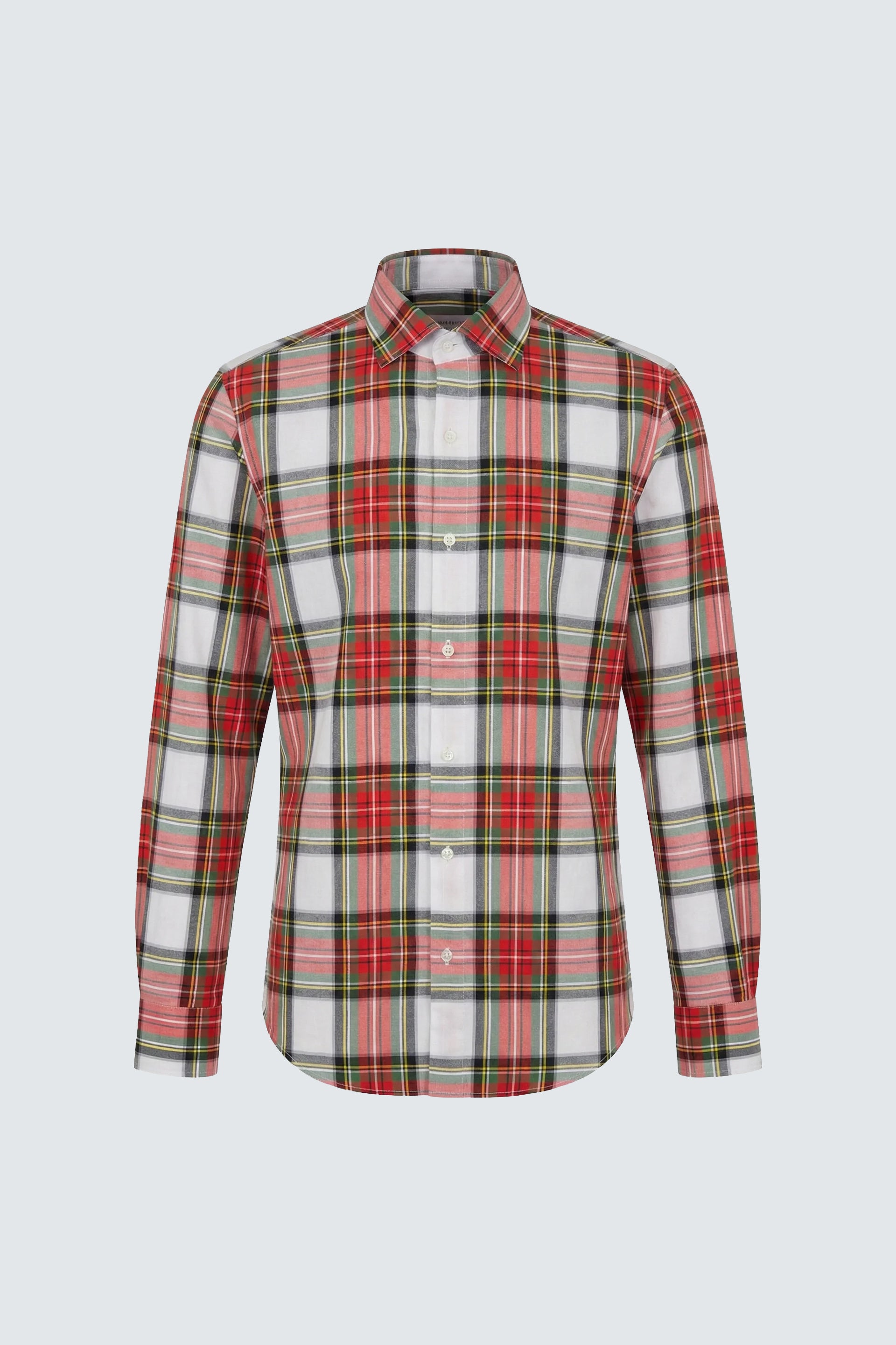 Kırmızı Uzun Kol Slim Fit Pamuk Ekose Gömlek