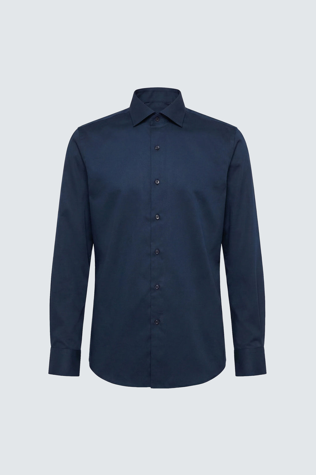 Camicia da Uomo Classica Slim Fit a Manica Lunga Blu Scuro in Cotone per 4 Stagioni