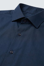 Camicia da Uomo Classica Slim Fit a Manica Lunga Blu Scuro in Cotone per 4 Stagioni