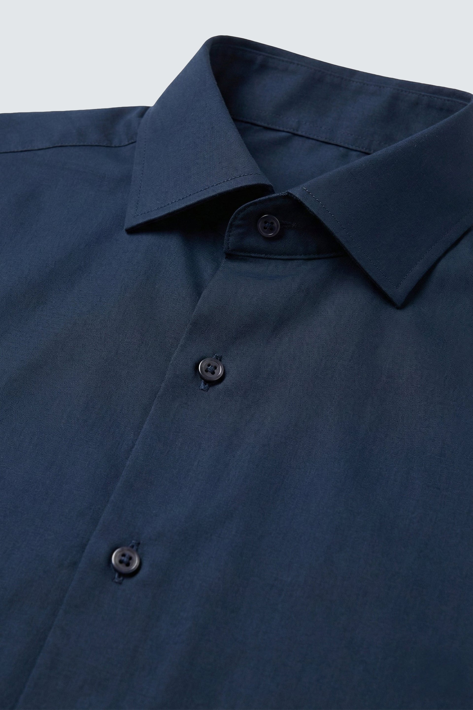 Koyu Lacivert Uzun Kol Slim Fit Dar Kesim Klasik 4 Mevsim Pamuk Erkek Gömlek