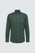 Dunkelgrünes Langarm Slim Fit Herrenhemd aus Baumwolle mit Muster