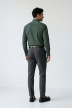 Dunkelgrünes Langarm Slim Fit Herrenhemd aus Baumwolle mit Muster