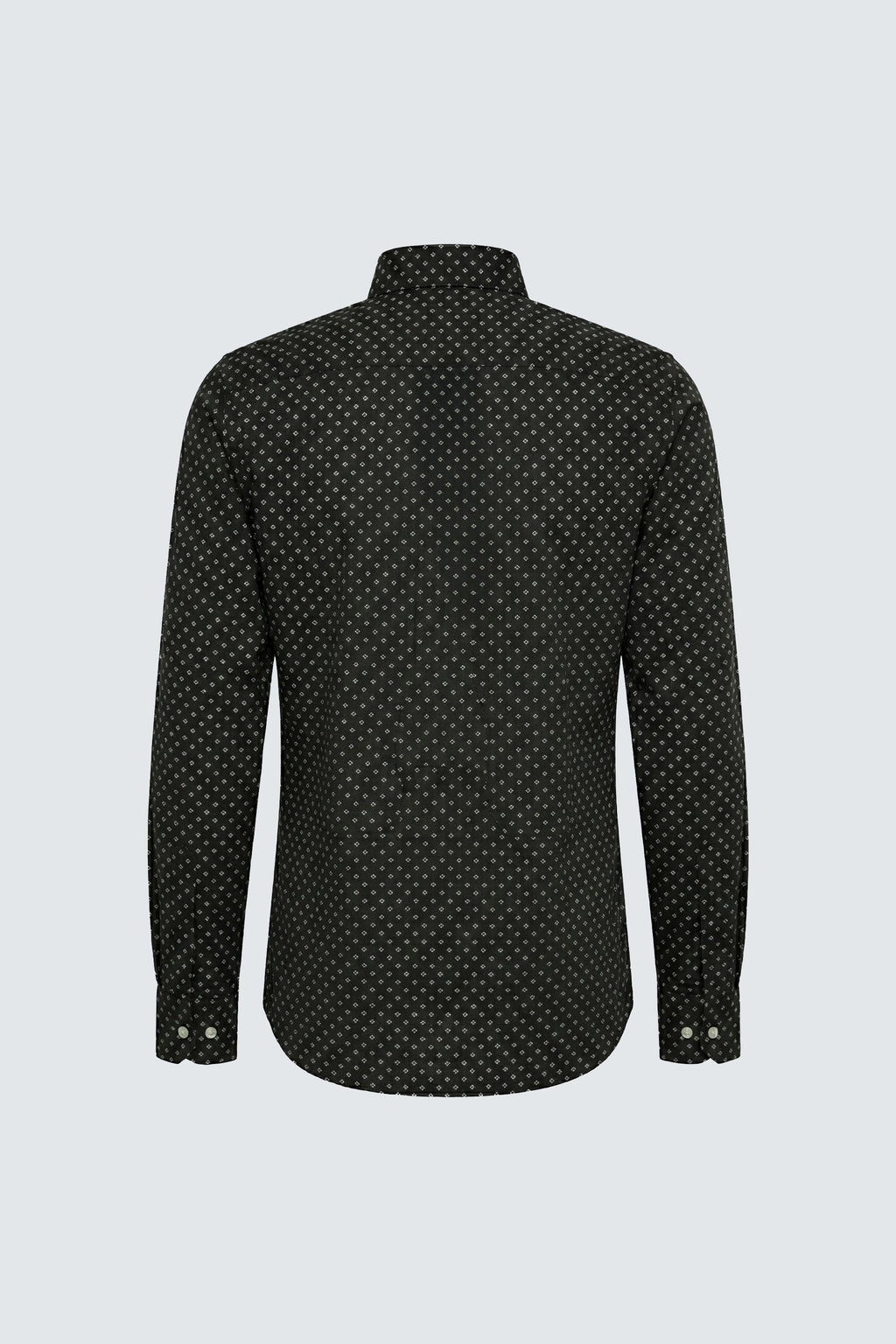 Schwarzes Langarm Slim Fit Gemustertes Baumwoll-Herrenhemd