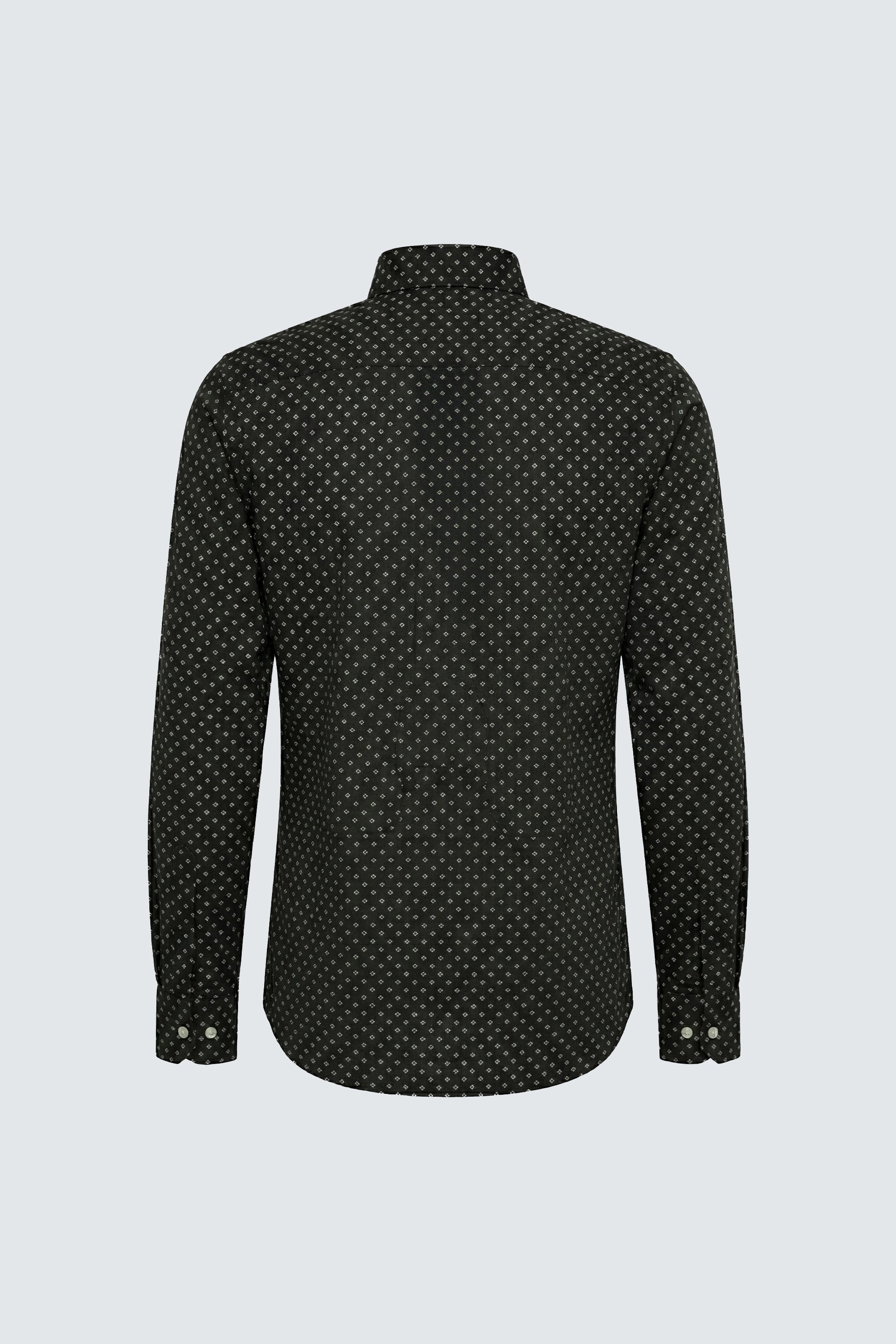 Siyah Uzun Kol Slim Fit Desenli Pamuk Erkek Gömlek