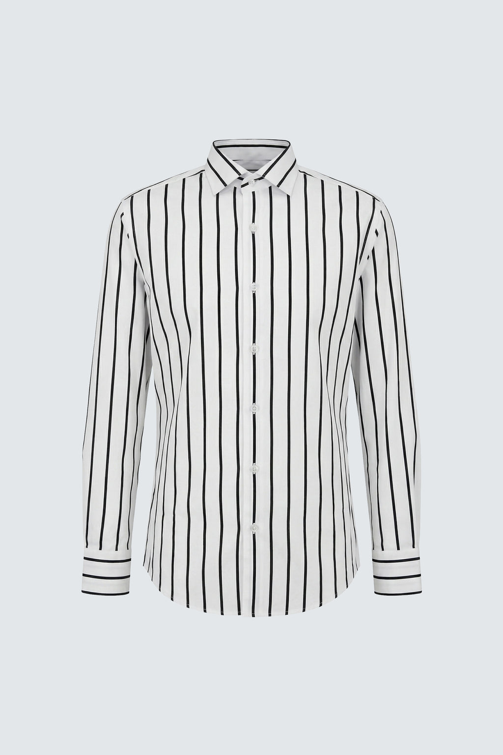 Chemise classique à manches longues en coton rayé noir pour homme