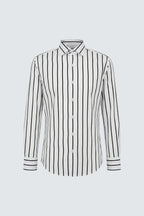 Chemise classique à manches longues en coton rayé noir pour homme