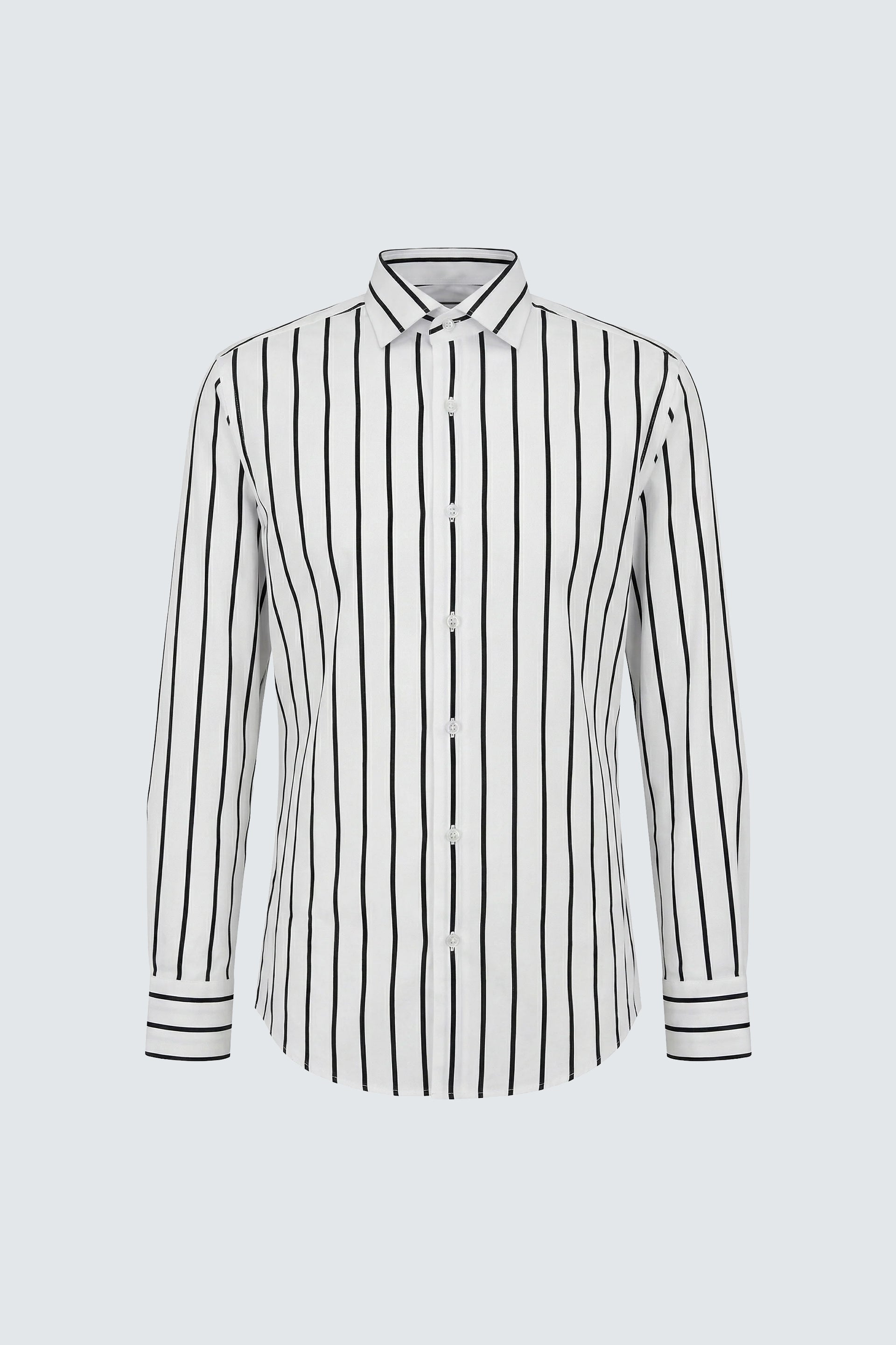 Uzun Kol Klasik Siyah Çizgili Pamuk Erkek Gömlek