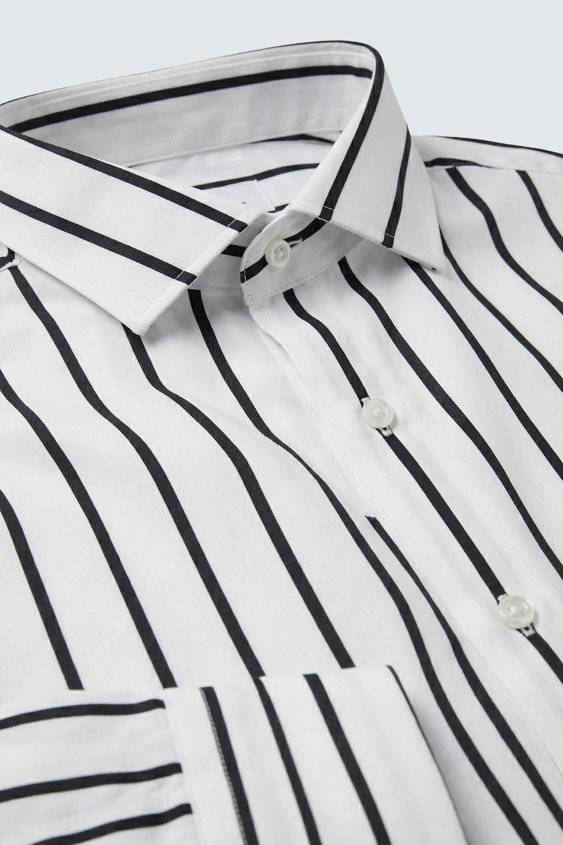 Uzun Kol Klasik Siyah Çizgili Pamuk Erkek Gömlek