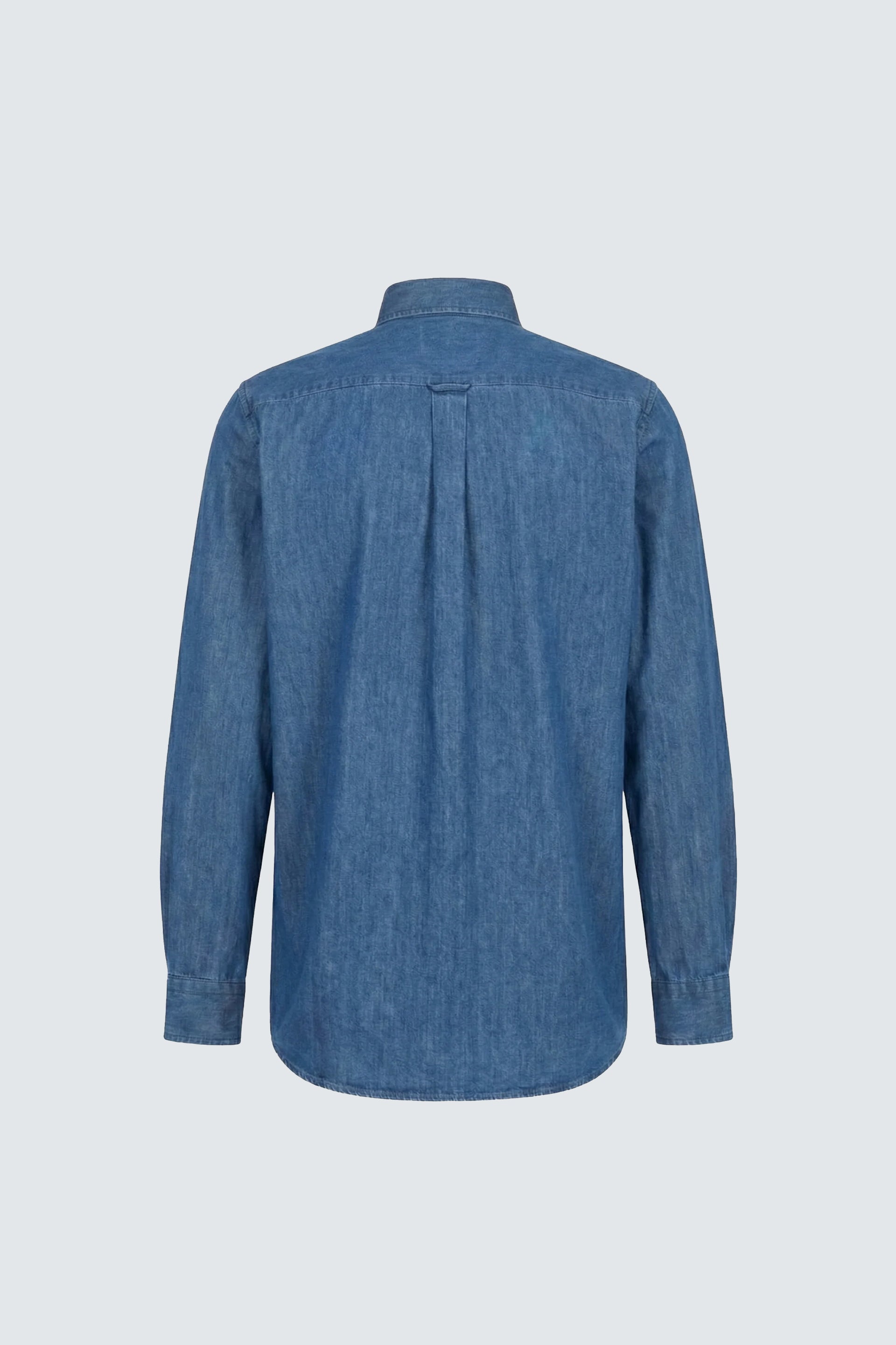 Uzun Kol Regular Fit Pamuk Düğmeli Yaka İndigo Denim Erkek Gömlek