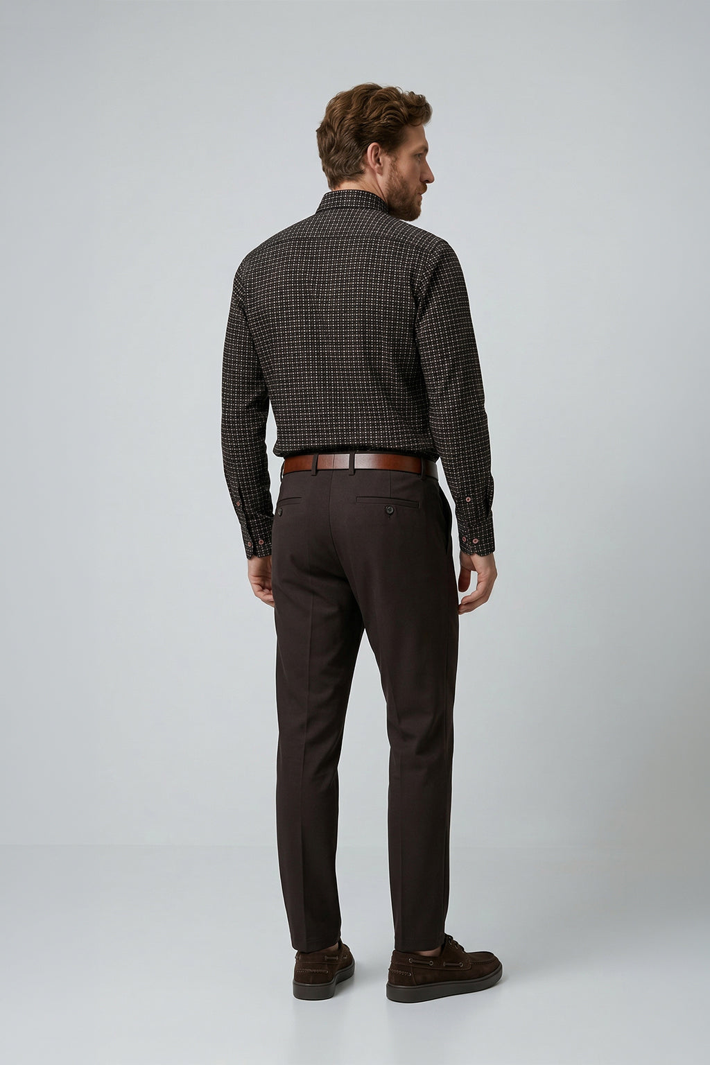 Siyah Uzun Kol Slim Fit Desenli Pamuk Erkek Gömlek