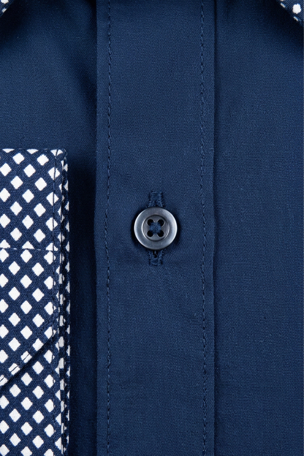 Мужская рубашка с длинным рукавом, облегающего кроя, из хлопка, с контрастным высоким воротником и двойными манжетами