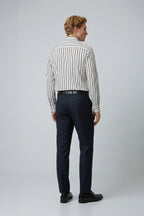 Chemise classique à manches longues en coton rayé noir pour homme