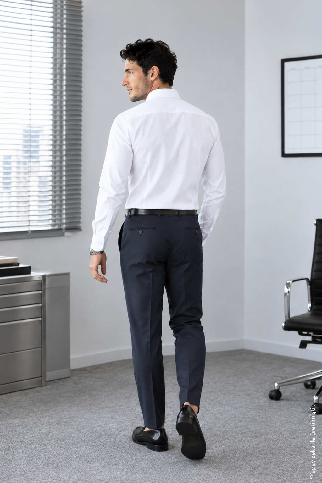 Non-Iron Beyaz Uzun Kollu Pamuk Slim Fıt Erkek Gömlek