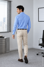 Non-Iron Mavi Uzun Kollu Slim Fit Pamuk Erkek Gömlek