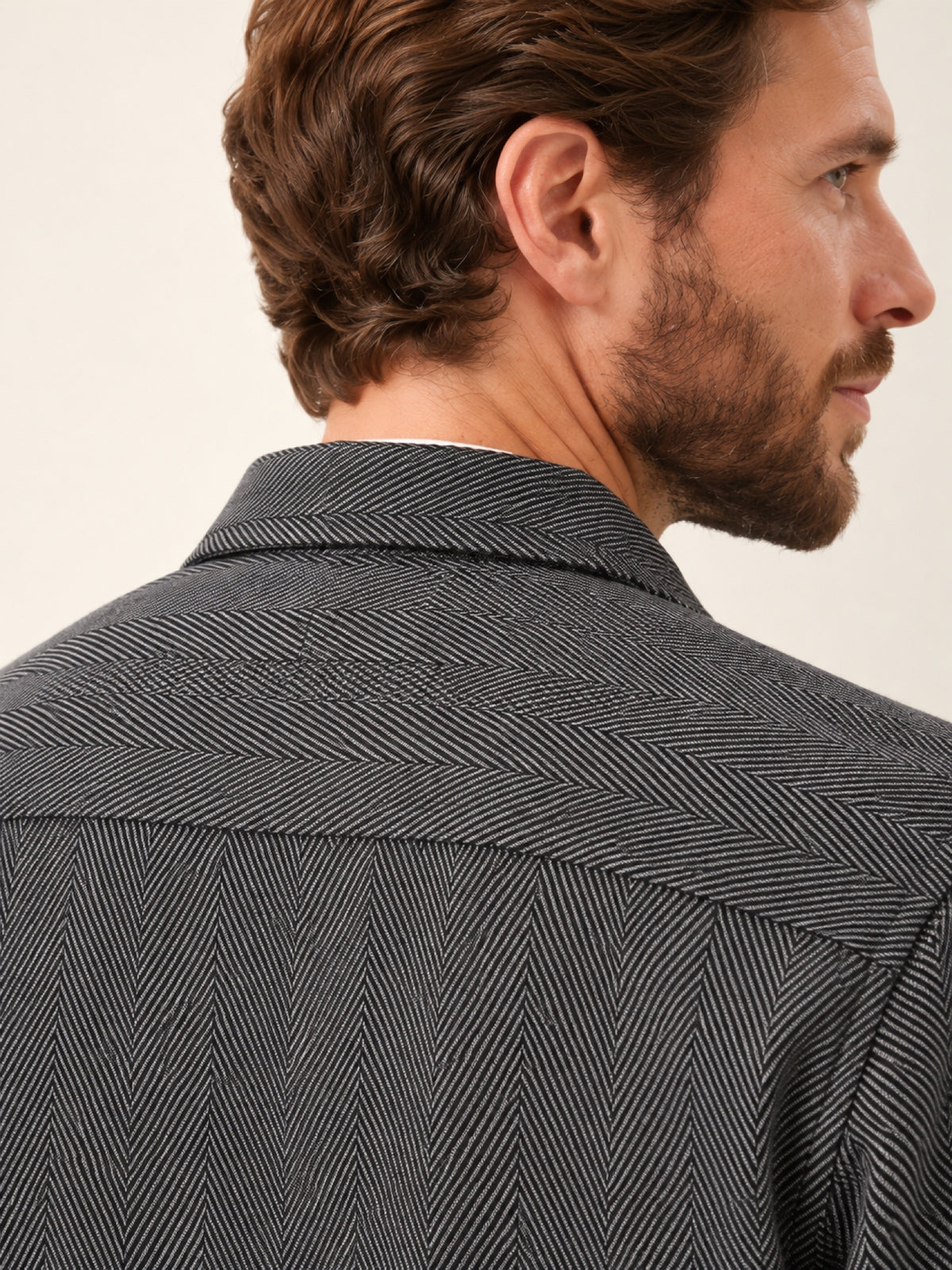 Antrasit Balıksırtı Pamuk Çift Cepli Erkek Overshirt