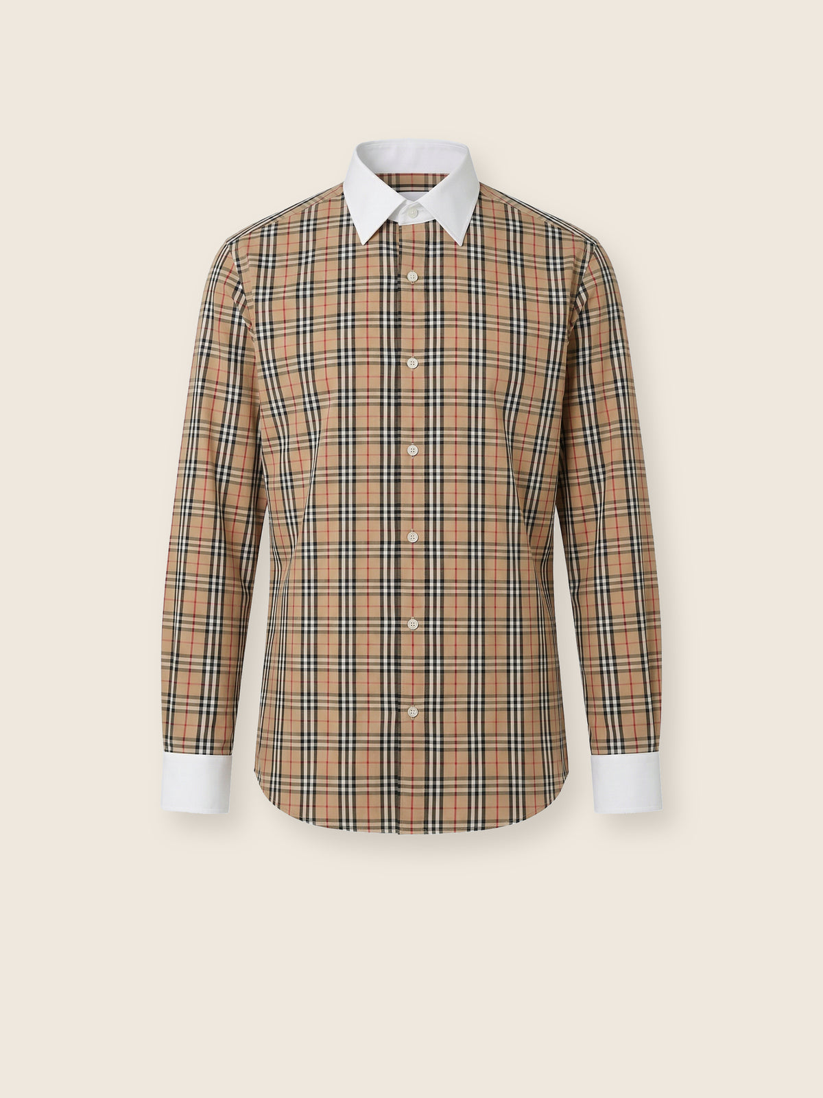 Slim Fit Erkek Gömlek – Ekose Kontrast Yaka Pamuk