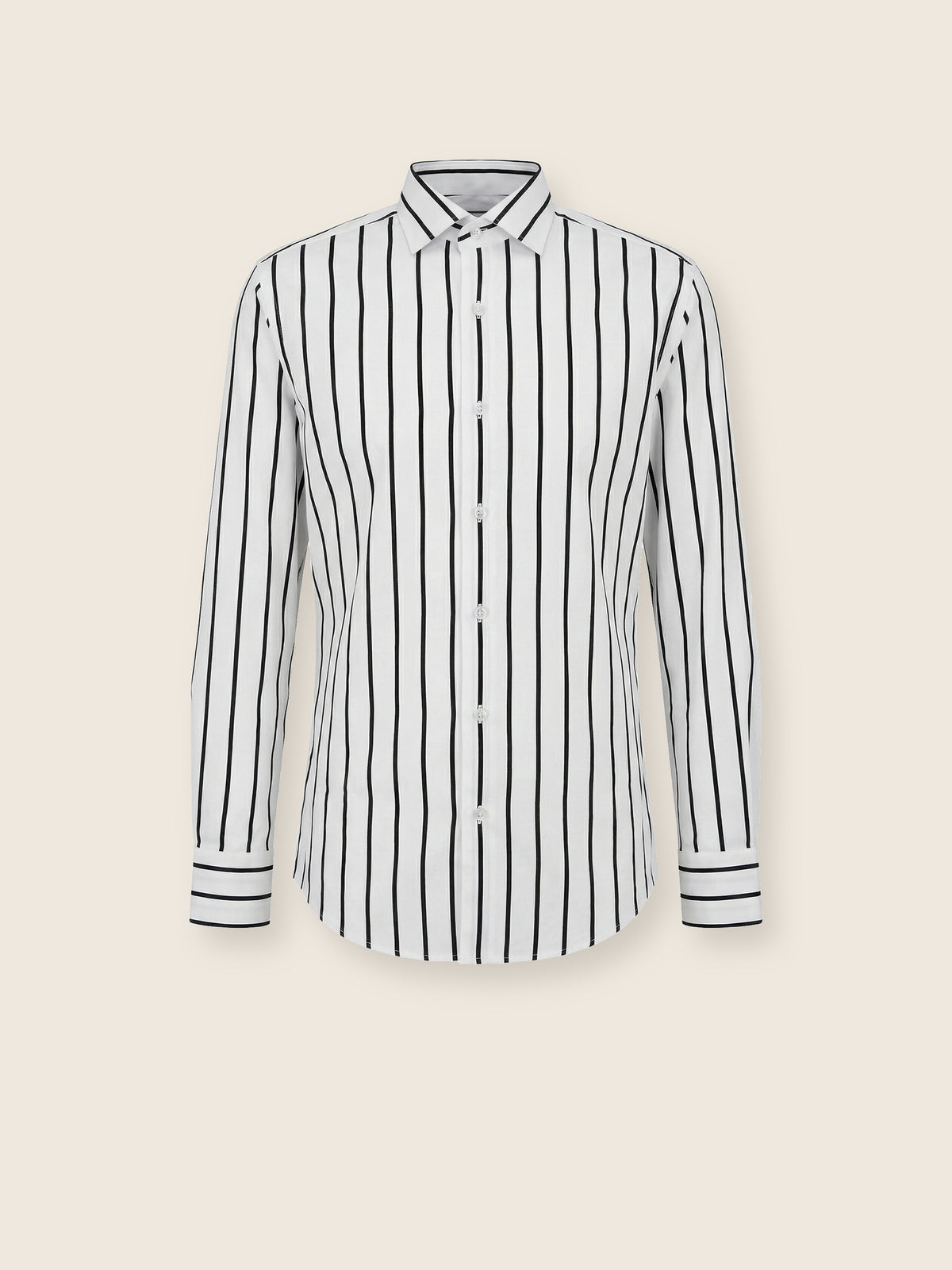 Siyah Çizgili Erkek Gömlek – Slim Fit Pamuk