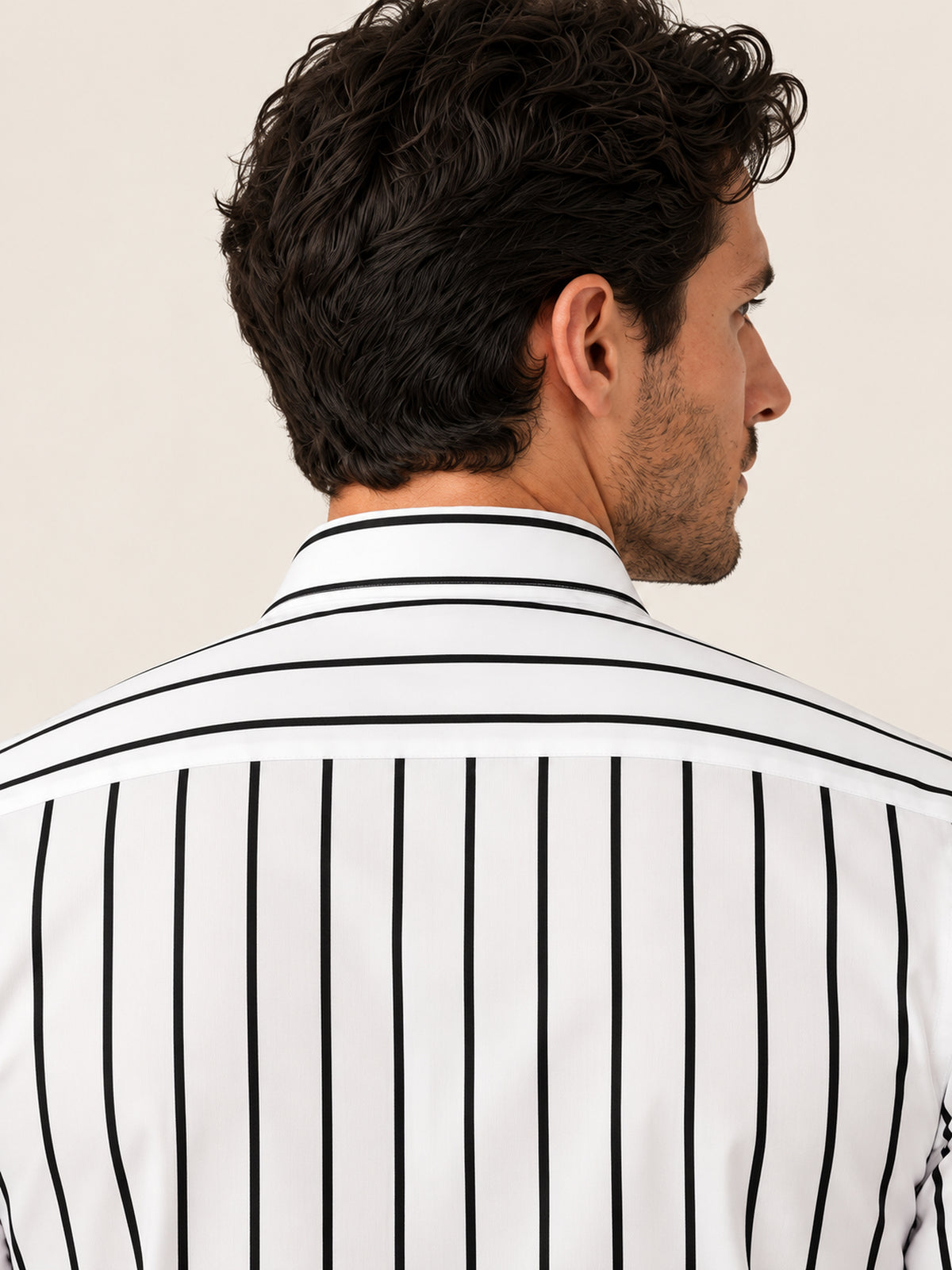 Siyah Çizgili Erkek Gömlek – Slim Fit Pamuk