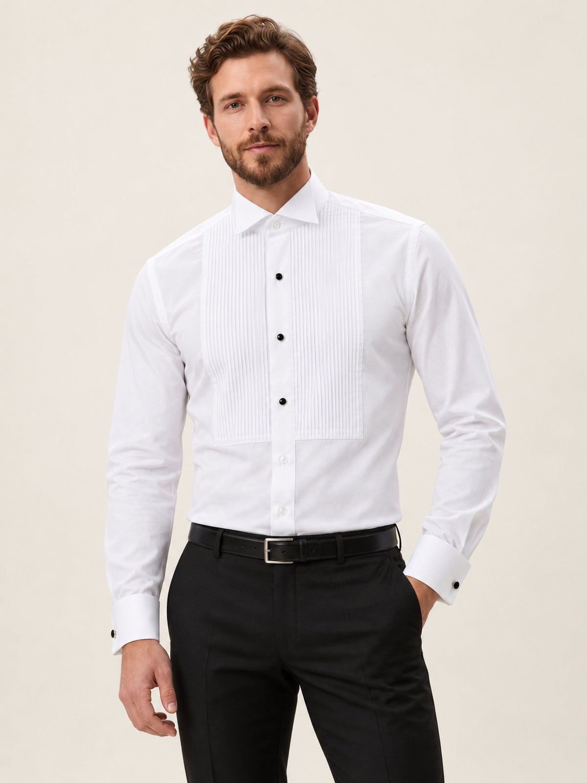 Beyaz Slim Fit Damatlık Gömlek – Ata Yaka Pamuk Piliseli