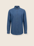 Long Sleeve Slim Fit Cotton Button-Down Collar Indigo Denim Men's Shirt