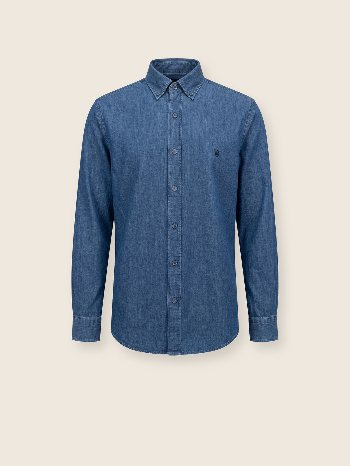 İndigo Denim Slim Fit Erkek Gömlek – Düğmeli Yaka