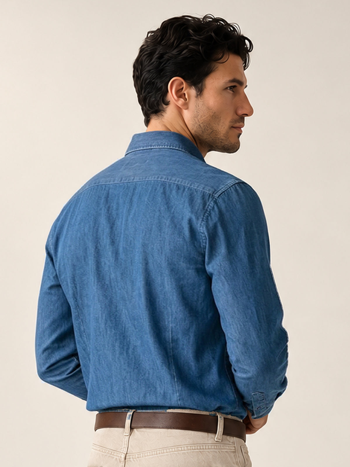 İndigo Denim Erkek Gömlek – Regular Fit Düğmeli Yaka