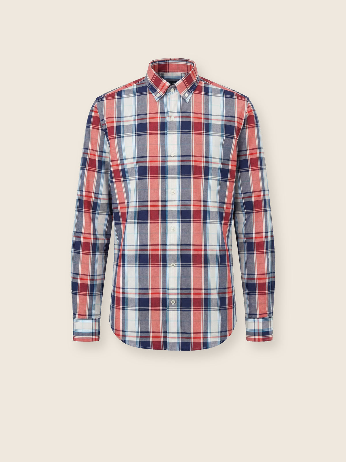 Kırmızı Lacivert Slim Fit Erkek Gömlek – Ekose Pamuk