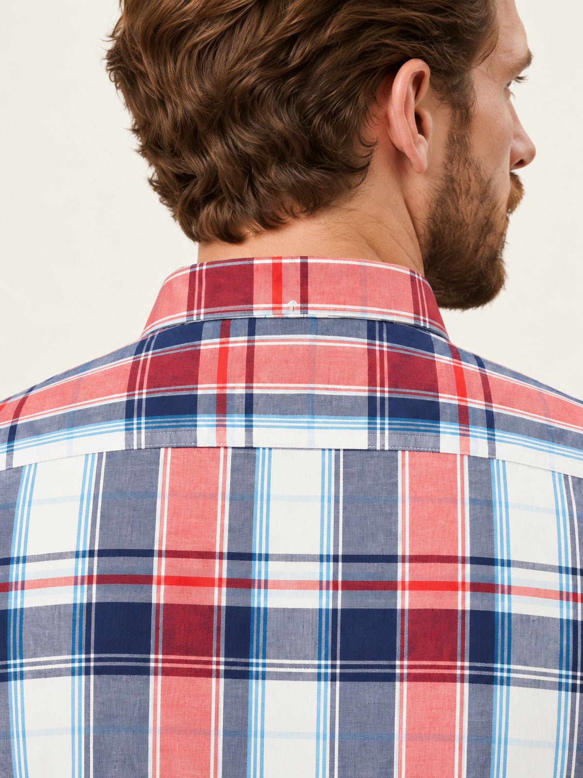 Kırmızı Lacivert Slim Fit Erkek Gömlek – Ekose Pamuk