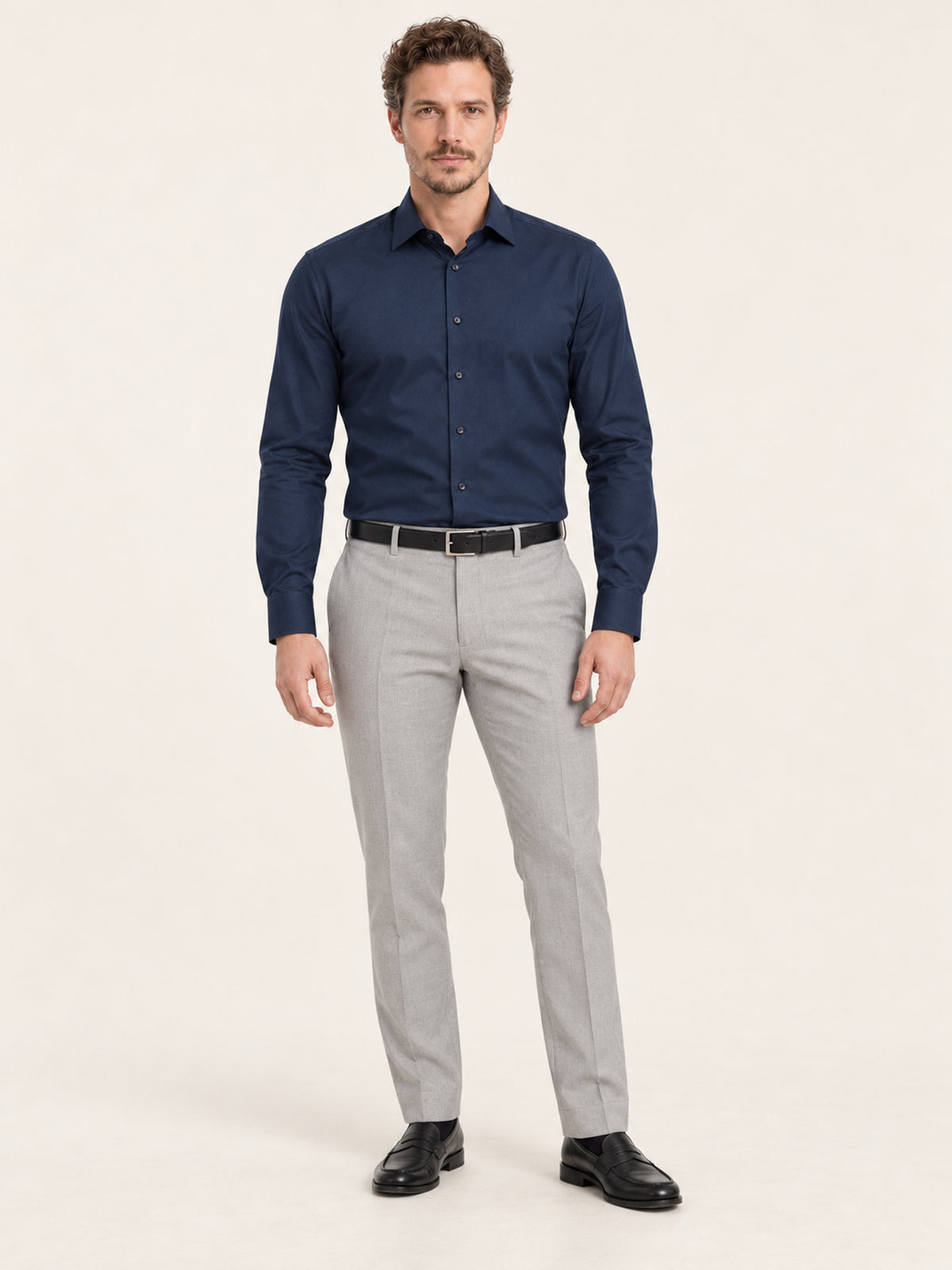 Koyu Lacivert Slim Fit Erkek Gömlek – Klasik Pamuk
