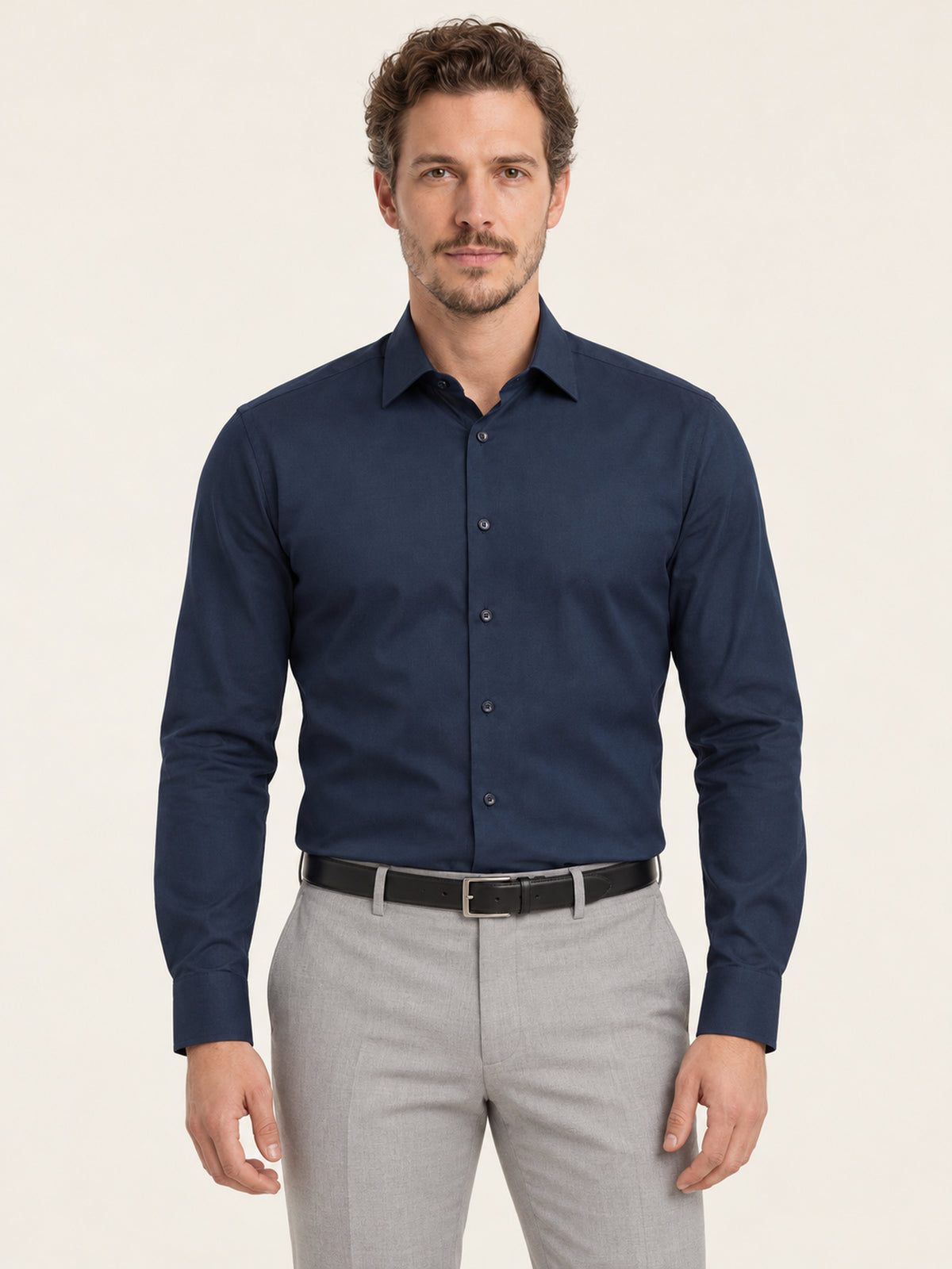 Koyu Lacivert Slim Fit Erkek Gömlek – Klasik Pamuk