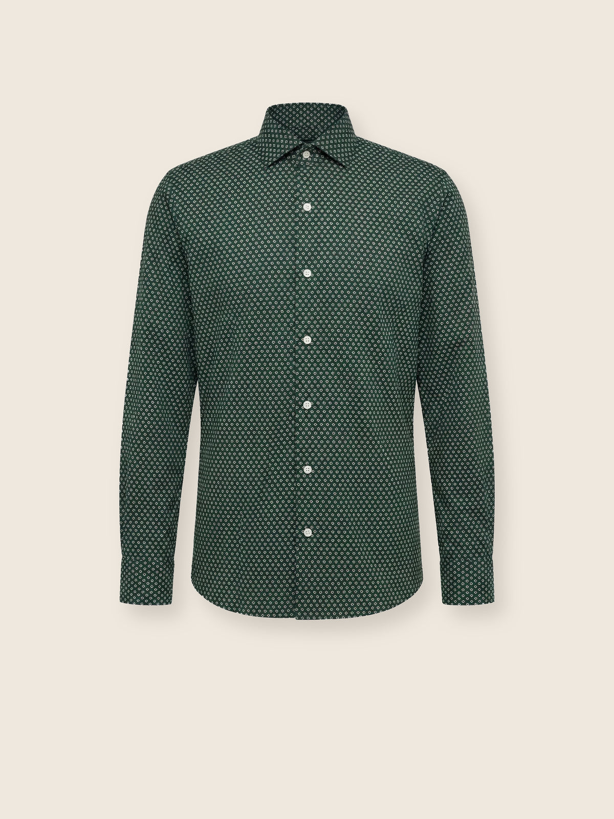 Koyu Yeşil Slim Fit Erkek Gömlek – Desenli Pamuk