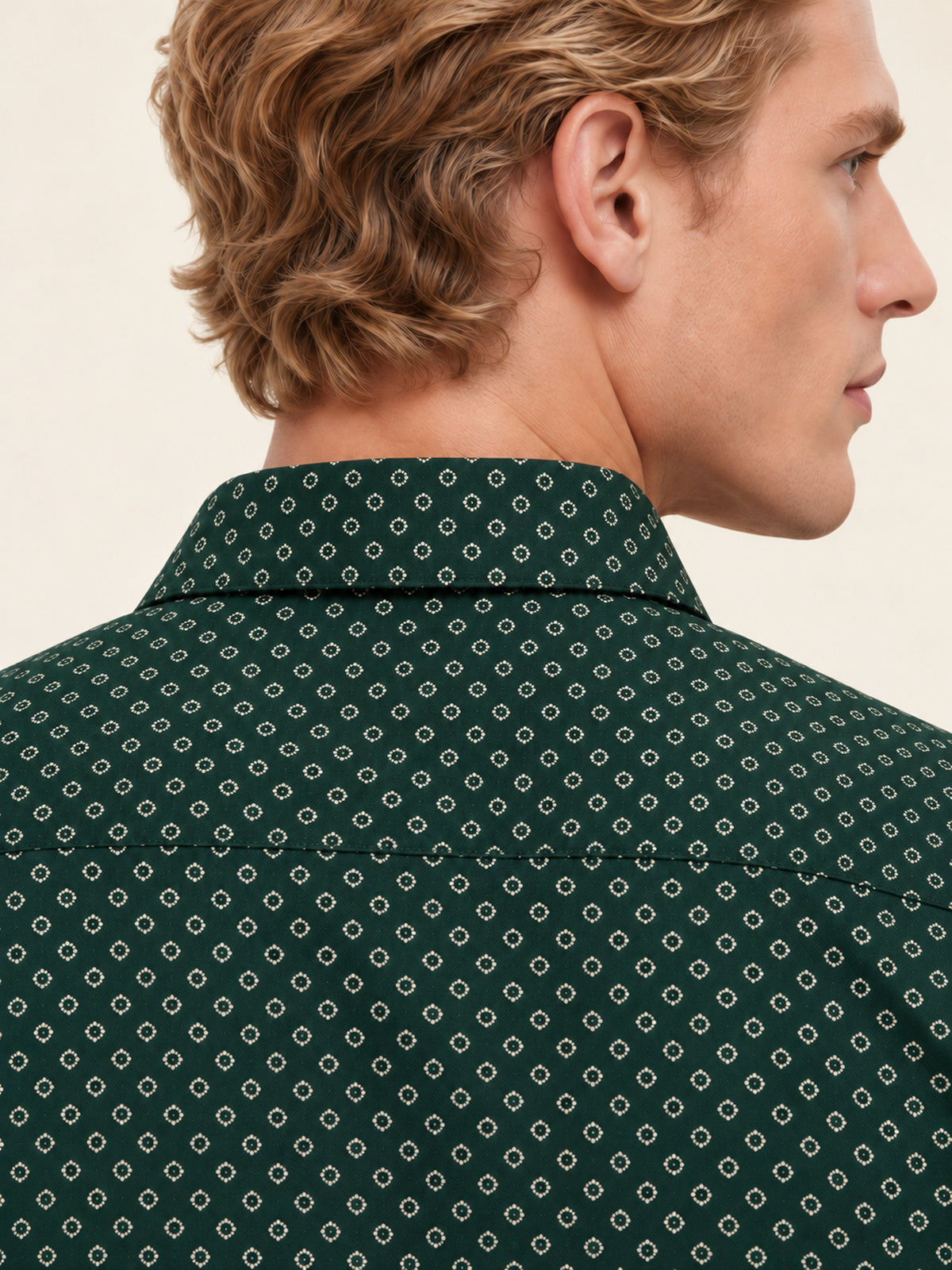 Koyu Yeşil Slim Fit Erkek Gömlek – Desenli Pamuk