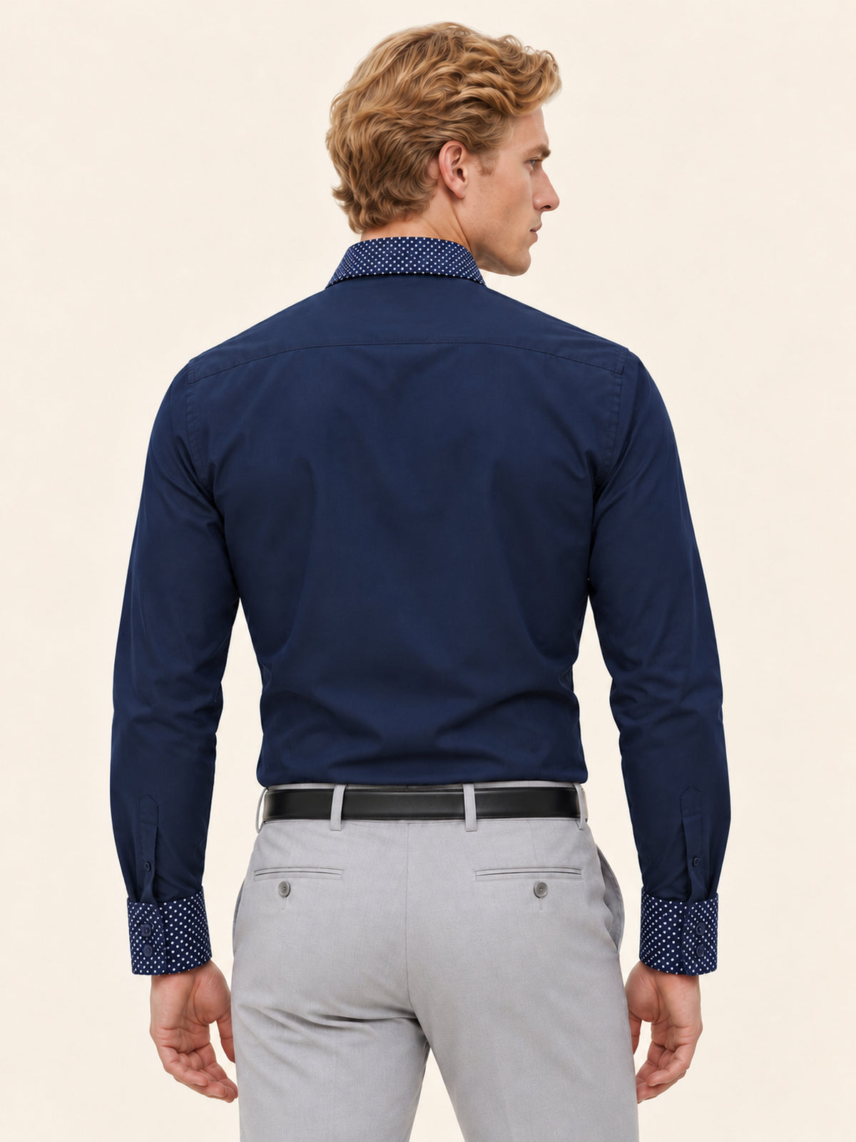 Slim Fit Erkek Gömlek – Kontrast Yaka Double Manşet