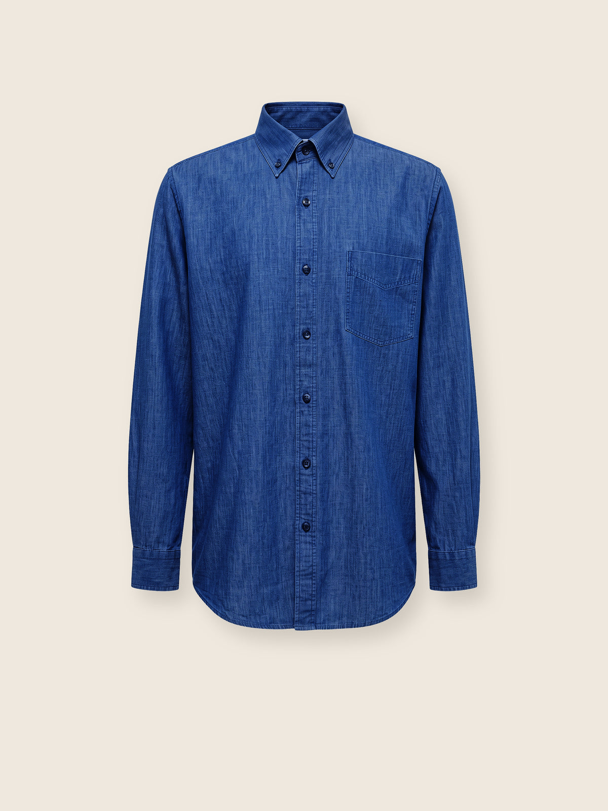 Mavi Denim Görünümlü Cepli Pamuk Regular Fıt Erkek Gömlek
