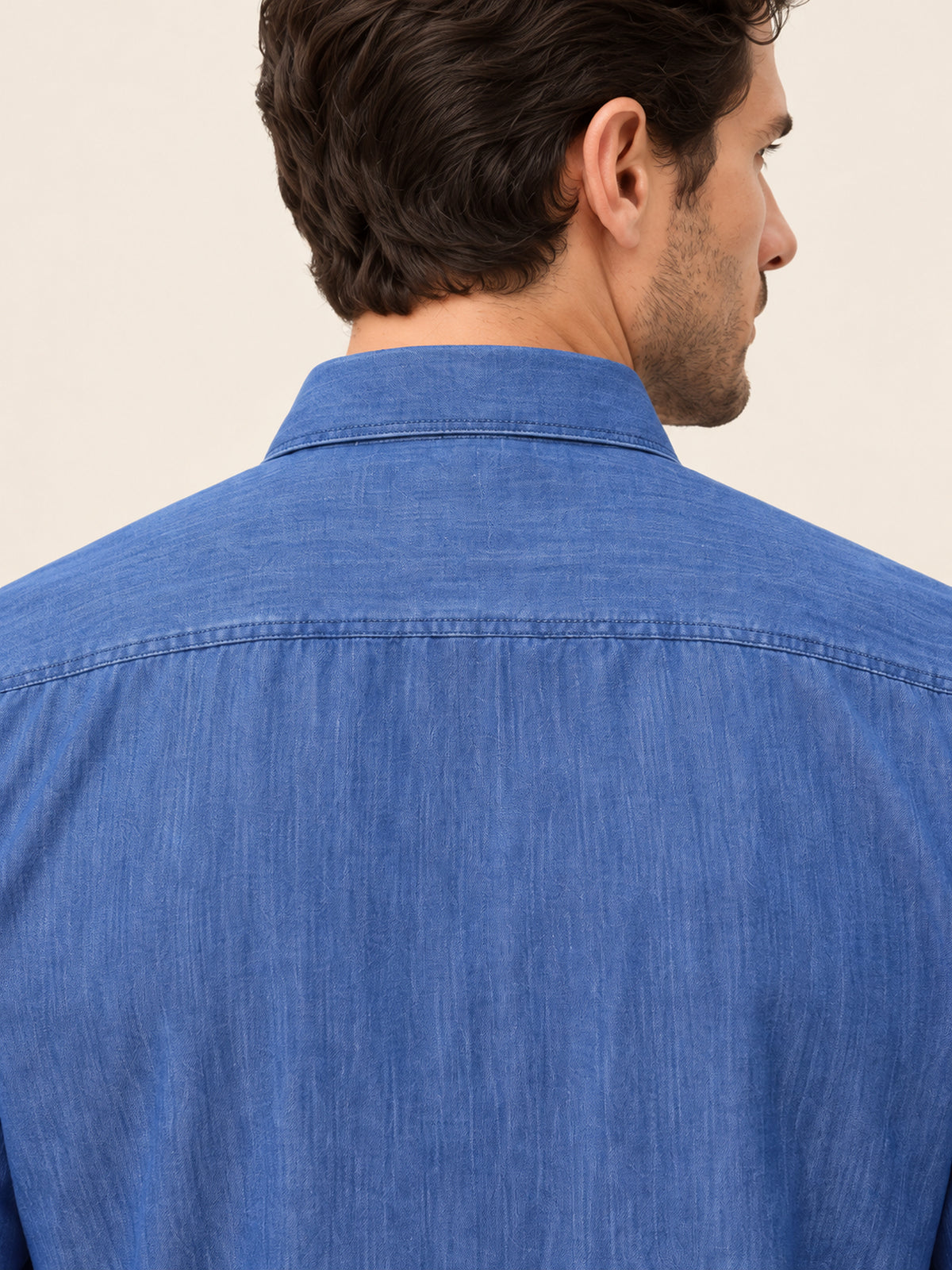Mavi Denim Görünümlü Cepli Pamuk Regular Fıt Erkek Gömlek