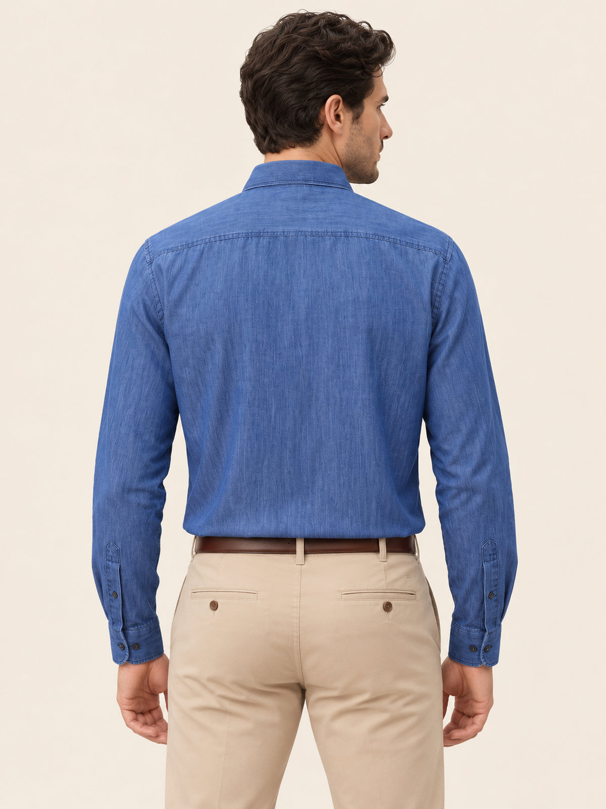 Mavi Denim Görünümlü Cepli Pamuk Regular Fıt Erkek Gömlek