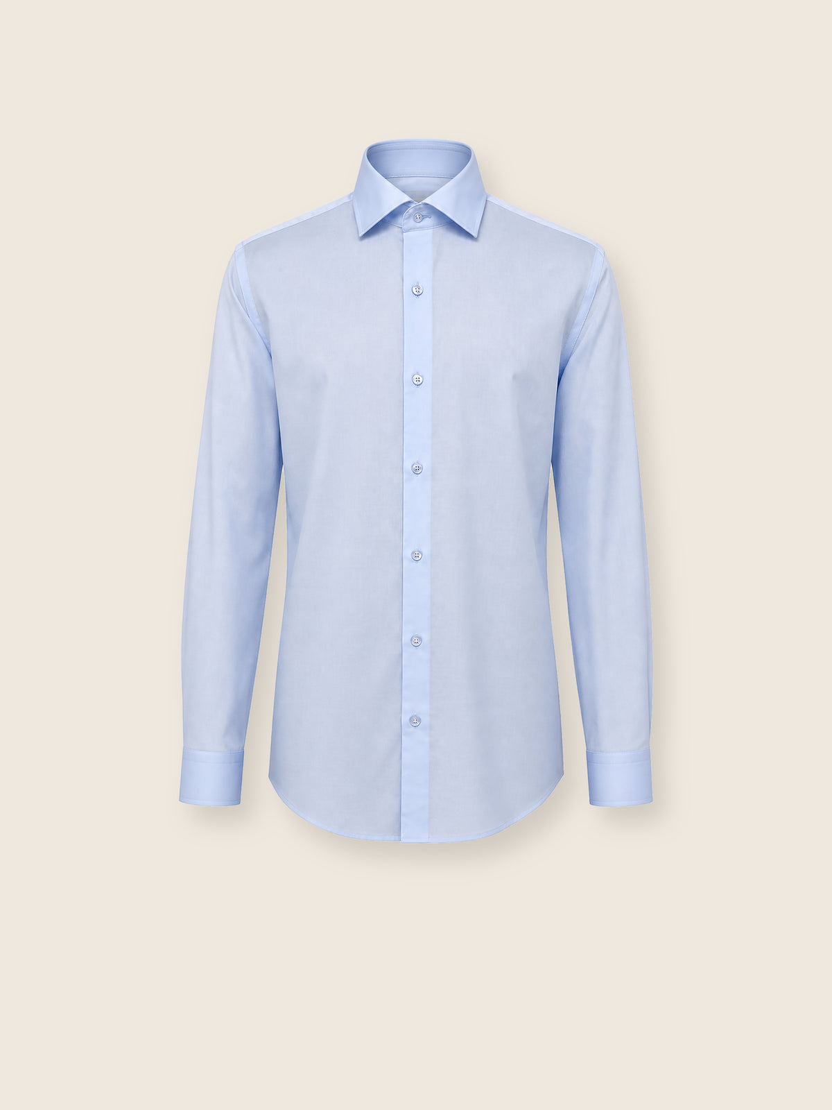 Non-Iron Açık Mavi Uzun Kollu Pamuk Slim Fıt Erkek Gömlek